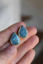 Load image into Gallery viewer, 14k Gold Electroformed Turquoise Teardrop Stud Earrings