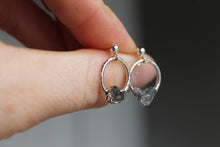 Load image into Gallery viewer, Silver Electroformed Herkimer Quartz Circle Studs