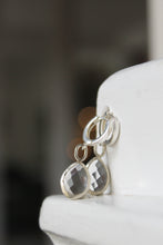 Load image into Gallery viewer, 14k Gold Electroformed Dangly Huggie Quartz Earrings