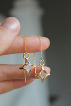 Load image into Gallery viewer, 14k Gold Electroformed Multifaceted Quartz Star Threader Earrings