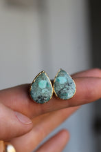 Load image into Gallery viewer, 14k Gold Electroformed Turquoise Teardrop Stud Earrings