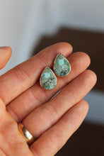 Load image into Gallery viewer, 14k Gold Electroformed Turquoise Teardrop Stud Earrings