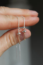 Load image into Gallery viewer, Water Cast Sterling Silver + 14k Gold Fill Mushie Threader Earrings
