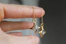 Load image into Gallery viewer, 14k Gold Electroformed Multifaceted Quartz Star Threader Earrings