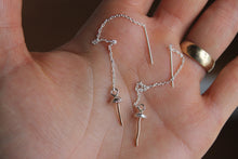 Load image into Gallery viewer, Water Cast Sterling Silver + 14k Gold Fill Mushie Threader Earrings