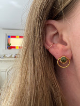 Load image into Gallery viewer, Electroformed Double Circle Teardrop Henna Jasper Studs