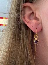 Load image into Gallery viewer, 14k Gold Electroformed Amethyst Star Threader Earrings