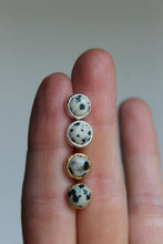 Load image into Gallery viewer, Silver and 14k Gold Electroformed Dalmatian Jasper Studs