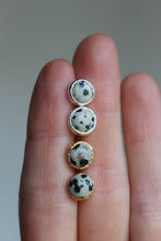 Load image into Gallery viewer, Silver and 14k Gold Electroformed Dalmatian Jasper Studs