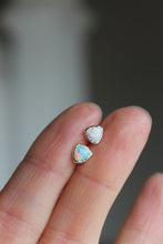 Load image into Gallery viewer, Silver Electroformed Fire Opal Stud Earrings | Tiny Opal Studs | Electroformed Fire Opal Earrings