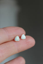 Load image into Gallery viewer, Silver Electroformed Fire Opal Stud Earrings | Tiny Opal Studs | Electroformed Fire Opal Earrings