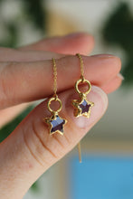 Load image into Gallery viewer, 14k Gold Electroformed Amethyst Star Threader Earrings