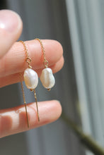 Load image into Gallery viewer, 14k Gold Fill + Pearl Threader Earrings