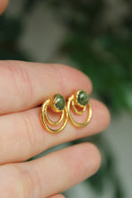 Load image into Gallery viewer, Electroformed Double Circle Teardrop Henna Jasper Studs