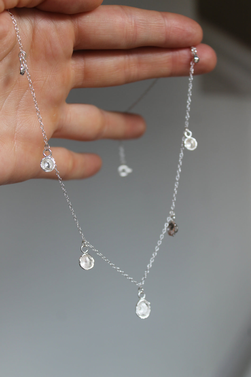 Multi Droplet Sterling Silver Necklace