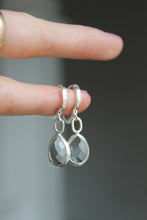 Load image into Gallery viewer, 14k Gold Electroformed Dangly Huggie Quartz Earrings
