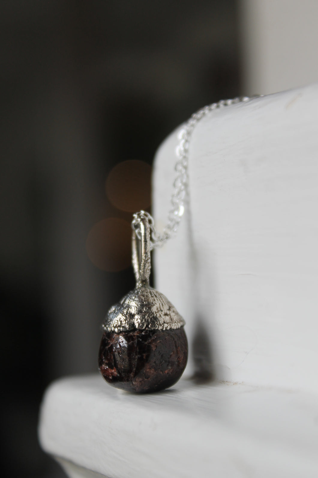 Sterling Silver Electroformed Garnet Necklace