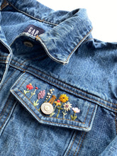 Load image into Gallery viewer, Hand Embroidered Denim Jacket Girls size 14-16 🌸
