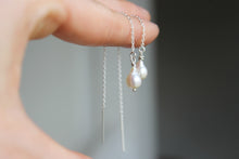 Load image into Gallery viewer, Sterling Silver + Pearl Threader Earrings
