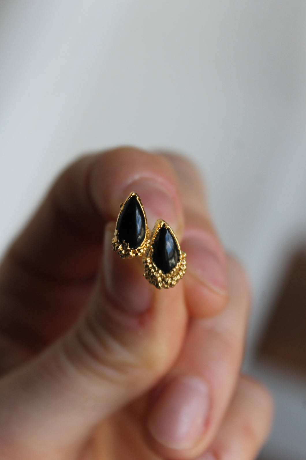 Electroformed 14k Gold Black Onyx Stud Earrings
