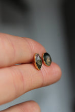 Load image into Gallery viewer, 14k Gold Electroformed Bicolored Tourmaline Studs
