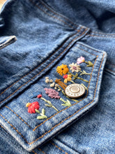 Load image into Gallery viewer, Hand Embroidered Denim Jacket Girls size 14-16 🌸
