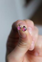 Load image into Gallery viewer, 14k Gold Electroformed Pink Rhodolite Studs
