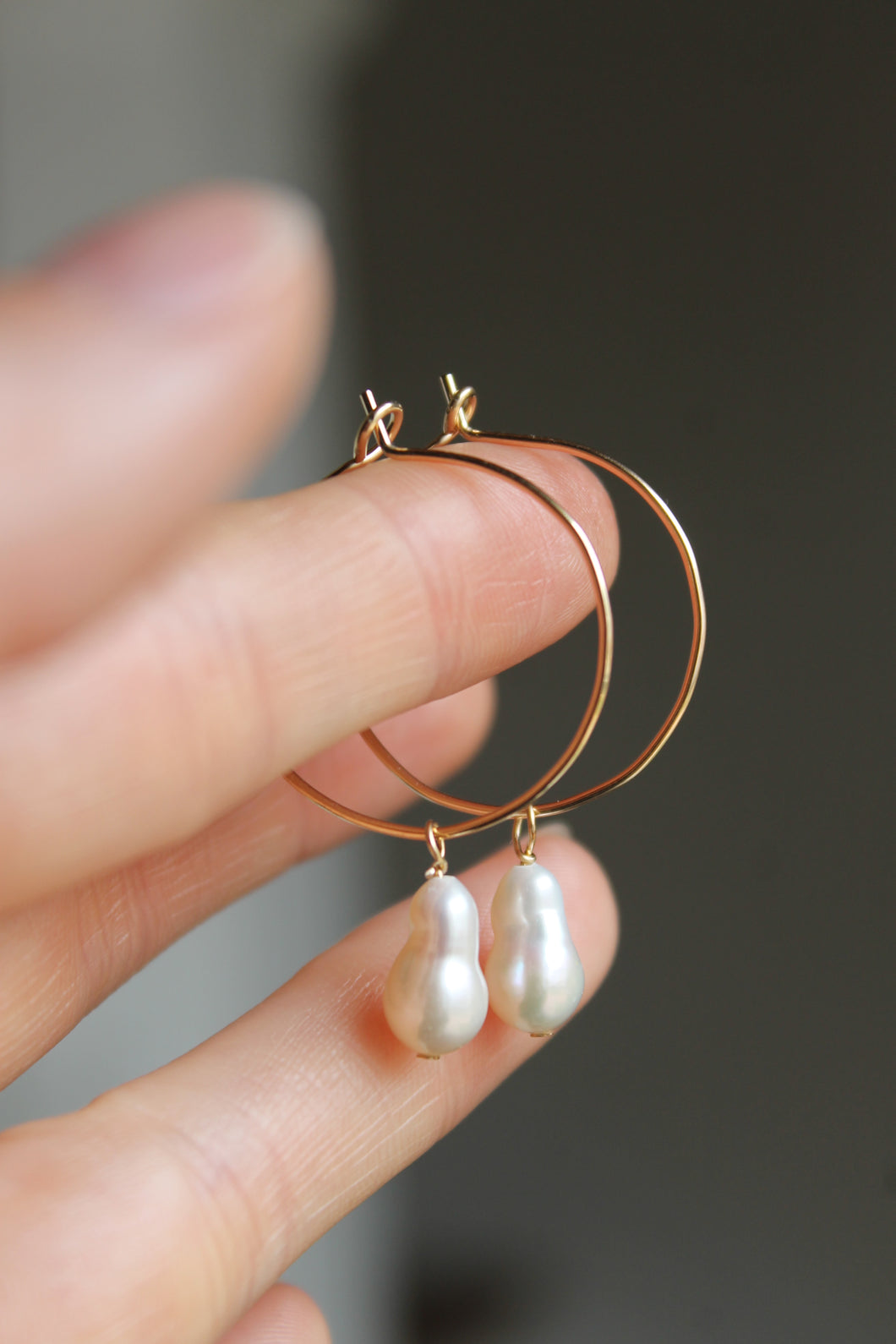 Dangly 14k Gold Fill + Pearl Hoops