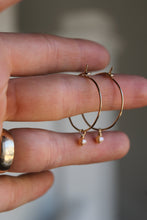 Load image into Gallery viewer, Dangly 14k Gold Fill + Pearl Hoops
