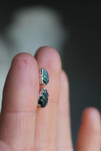 Load image into Gallery viewer, Silver Electroformed Carved Leaf Bicolor Tourmaline Stud Earrings
