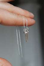 Load image into Gallery viewer, Water Cast Sterling Silver + 14k Gold Fill Mushie Threader Earrings
