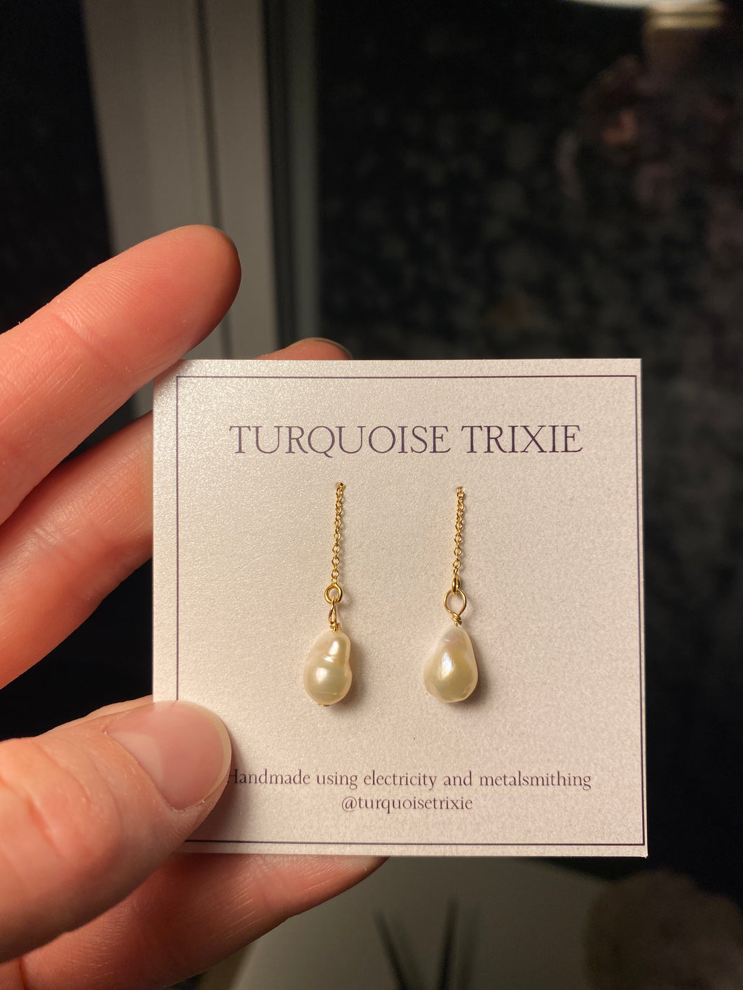 Custom order 14k Gold Fill + Pearl Threader Earrings