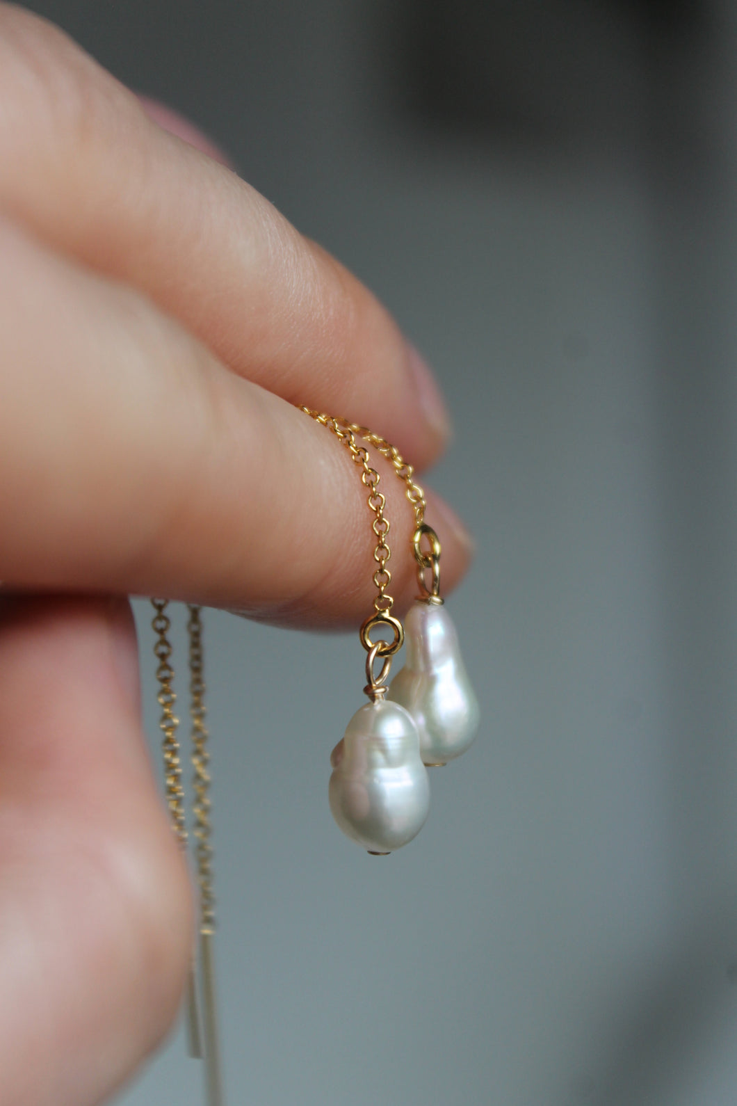 14k Gold Fill + Pearl Threader Earrings