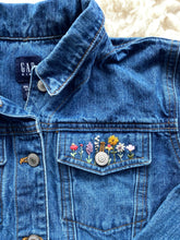 Load image into Gallery viewer, Hand Embroidered Denim Jacket Girls size 14-16 🌸
