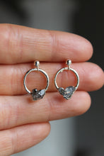 Load image into Gallery viewer, Silver Electroformed Herkimer Quartz Circle Studs
