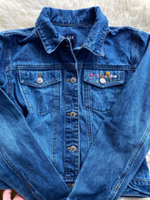 Load image into Gallery viewer, Hand Embroidered Denim Jacket Girls size 14-16 🌸
