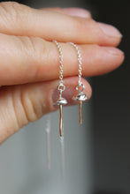 Load image into Gallery viewer, Water Cast Sterling Silver + 14k Gold Fill Mushie Threader Earrings
