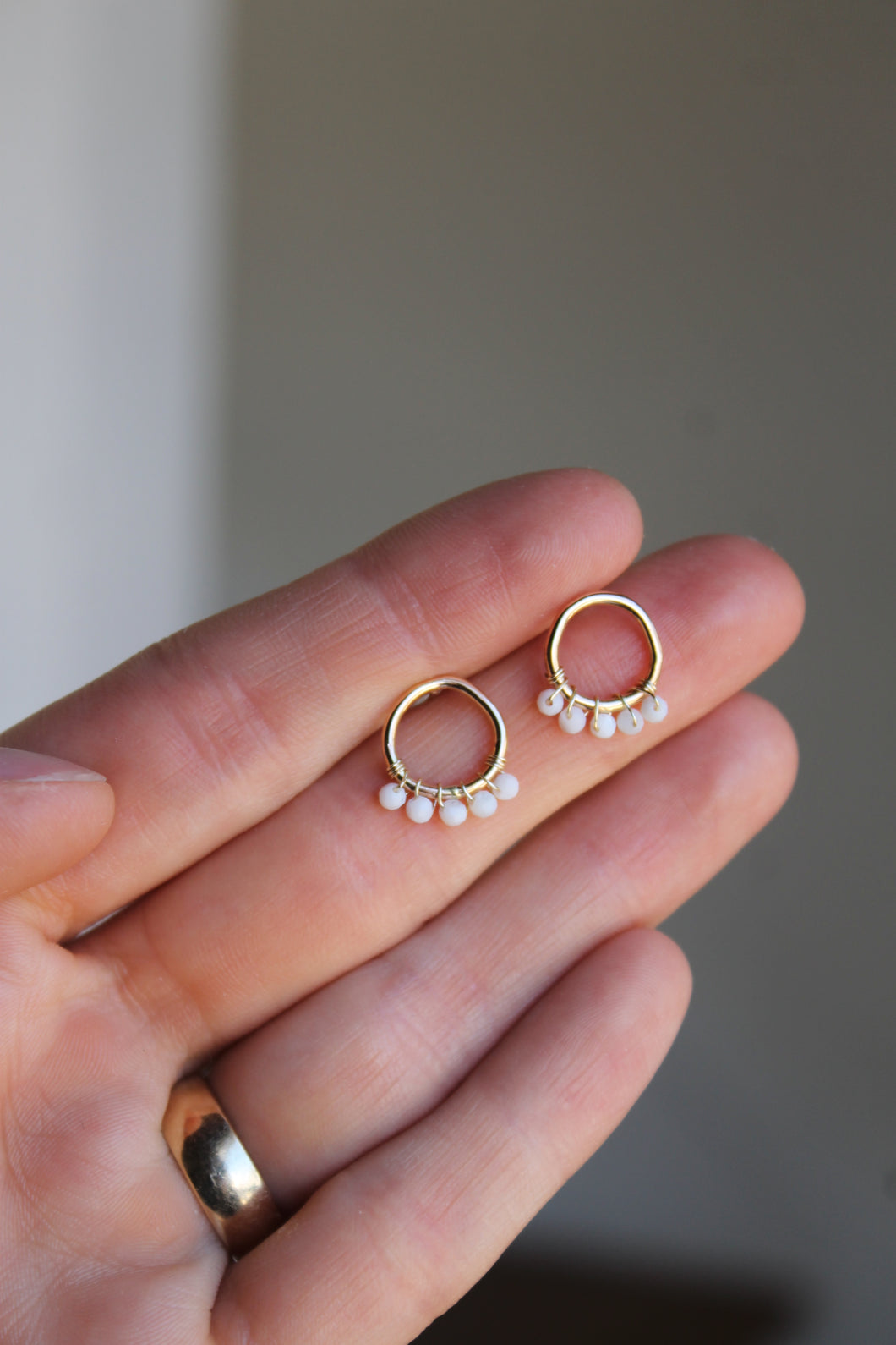 14k Gold Filled Beaded Circle Studs