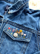 Load image into Gallery viewer, Hand Embroidered Denim Jacket Girls size 14-16 🌸
