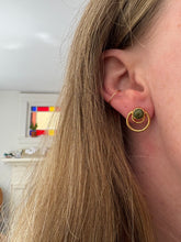Load image into Gallery viewer, Electroformed Double Circle Teardrop Henna Jasper Studs
