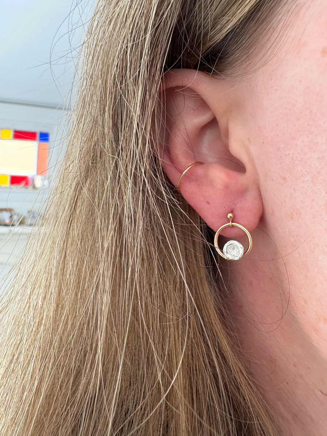 Gold Filled + Watercast Circle Studs