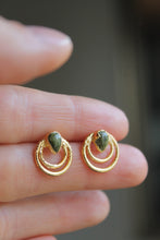Load image into Gallery viewer, Electroformed Double Circle Teardrop Henna Jasper Studs
