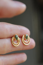 Load image into Gallery viewer, Electroformed Double Circle Teardrop Henna Jasper Studs
