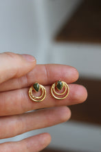 Load image into Gallery viewer, Electroformed Double Circle Teardrop Henna Jasper Studs
