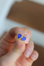 Load image into Gallery viewer, 14k Gold Electroformed Blue Seaglass Earrings
