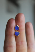 Load image into Gallery viewer, 14k Gold Electroformed Blue Seaglass Earrings
