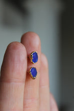 Load image into Gallery viewer, 14k Gold Electroformed Blue Seaglass Earrings
