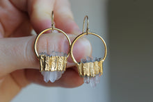 Load image into Gallery viewer, 14K Gold Electroformed Multi Quartz Earrings
