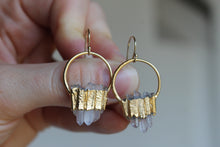 Load image into Gallery viewer, 14K Gold Electroformed Multi Quartz Earrings
