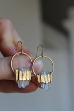 Load image into Gallery viewer, 14K Gold Electroformed Multi Quartz Earrings
